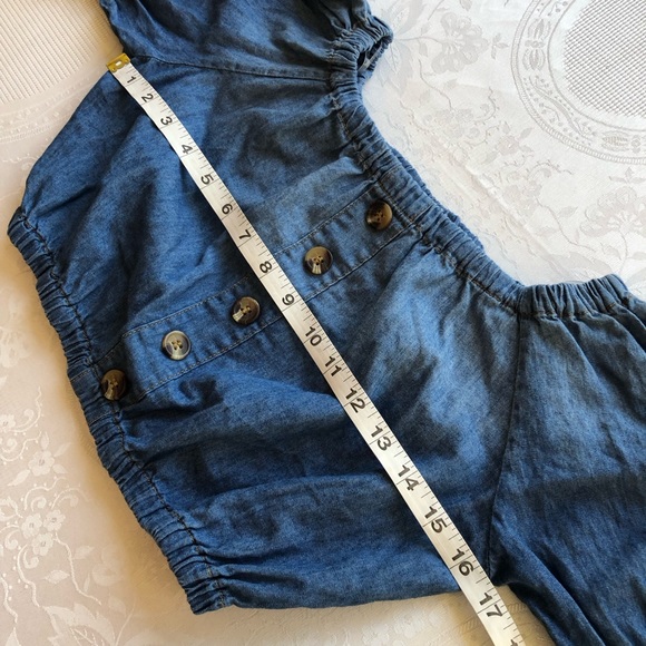 Knit Works Denim Off The Shoulder Cropped Top Girls Size S (7-8) Short Sleeves - Picture 5 of 16